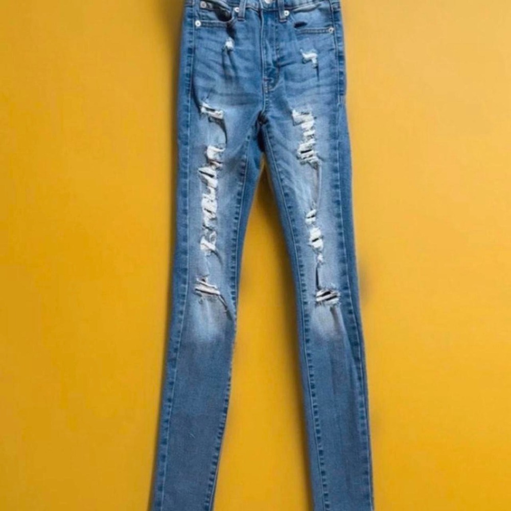 Aeropostale Aero 00 Long AERO Jeans Blue distressed Jeggings w/ ripped details